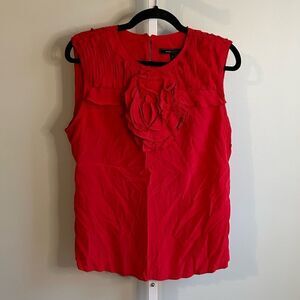 BCBGMaxAzria Red Sleeveless Floral Appliqué Blouse
